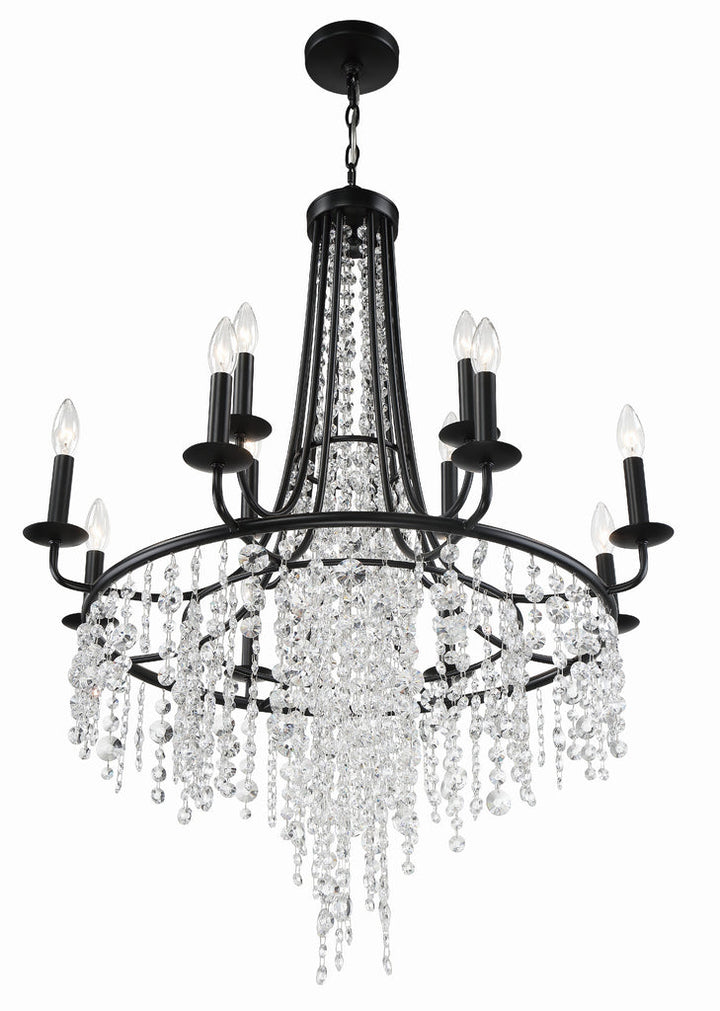 Gabrielle 12 Light Matte Black Chandelier Crystorama