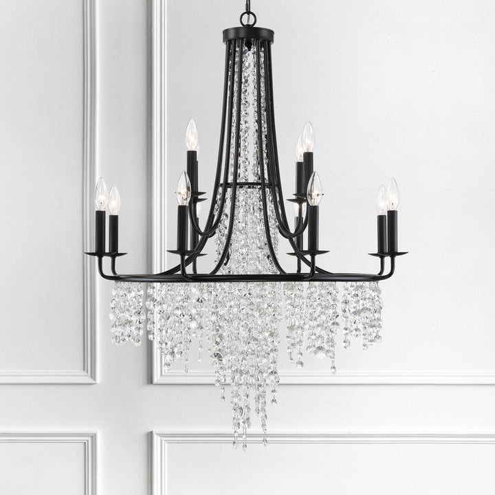 Gabrielle 12 Light Matte Black Chandelier Crystorama