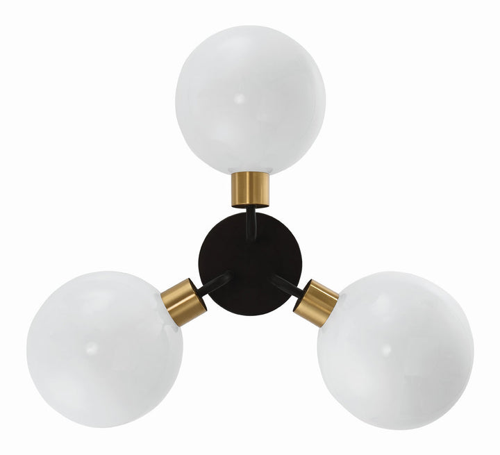 Crystorama Crystorama Gigi 3 Light Black + Aged Brass Semi Flush Mount