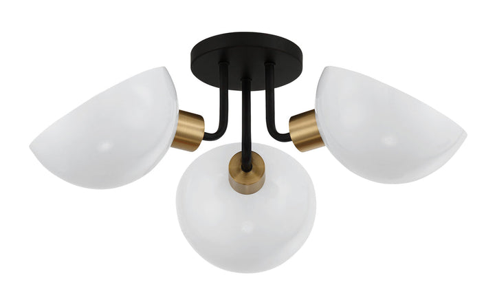 Crystorama Crystorama Gigi 3 Light Black + Aged Brass Semi Flush Mount