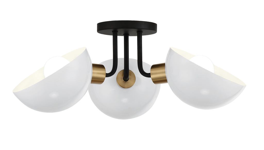 Crystorama Crystorama Gigi 3 Light Black + Aged Brass Semi Flush Mount