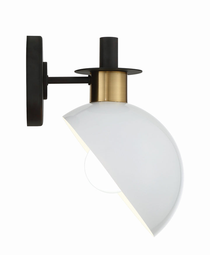 Gigi 1 Light Black + Aged Brass Sconce Crystorama