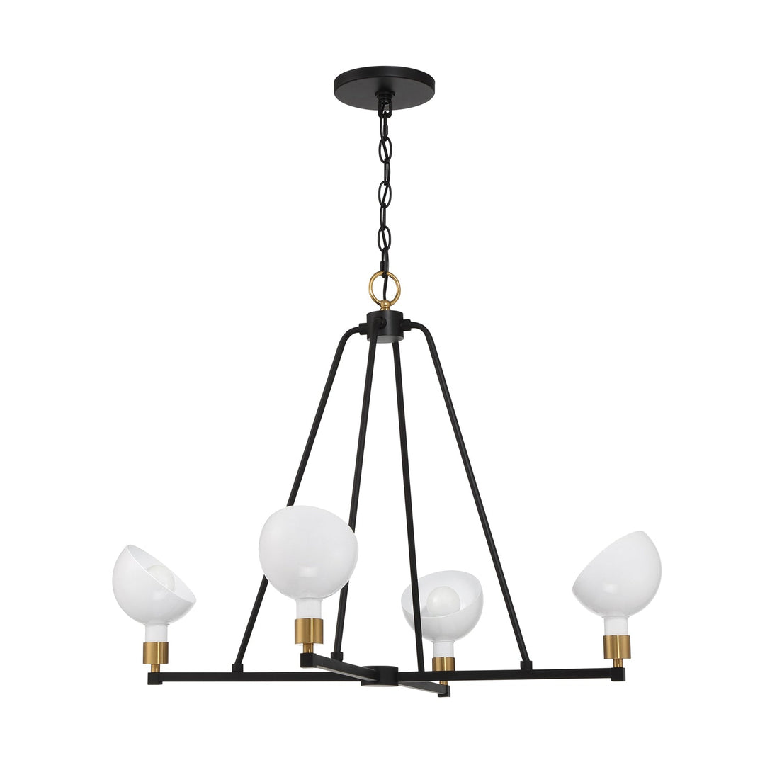 Gigi 4 Light Black + Aged Brass Chandelier Crystorama