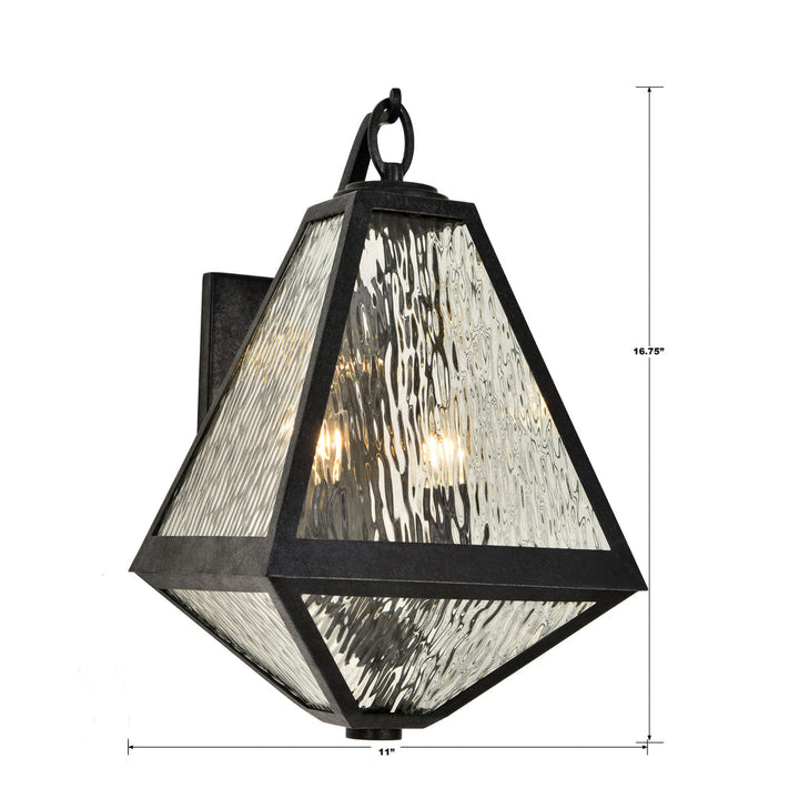 Crystorama Crystorama Brian Patrick Flynn Glacier 2 Light Black Charcoal Outdoor Sconce