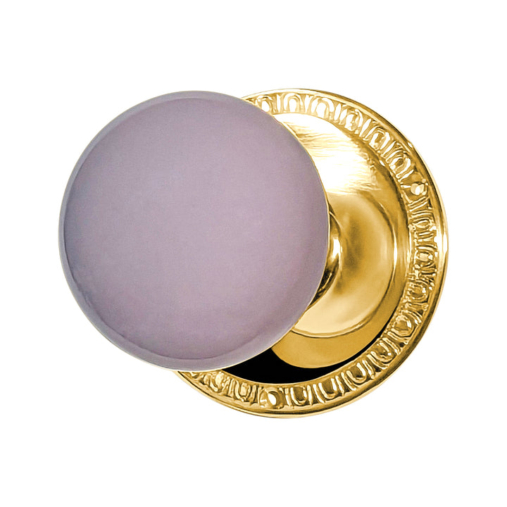 Egg & Dart Rosette Door Set with Gray Porcelain Door Knobs (Several Finishes Available)