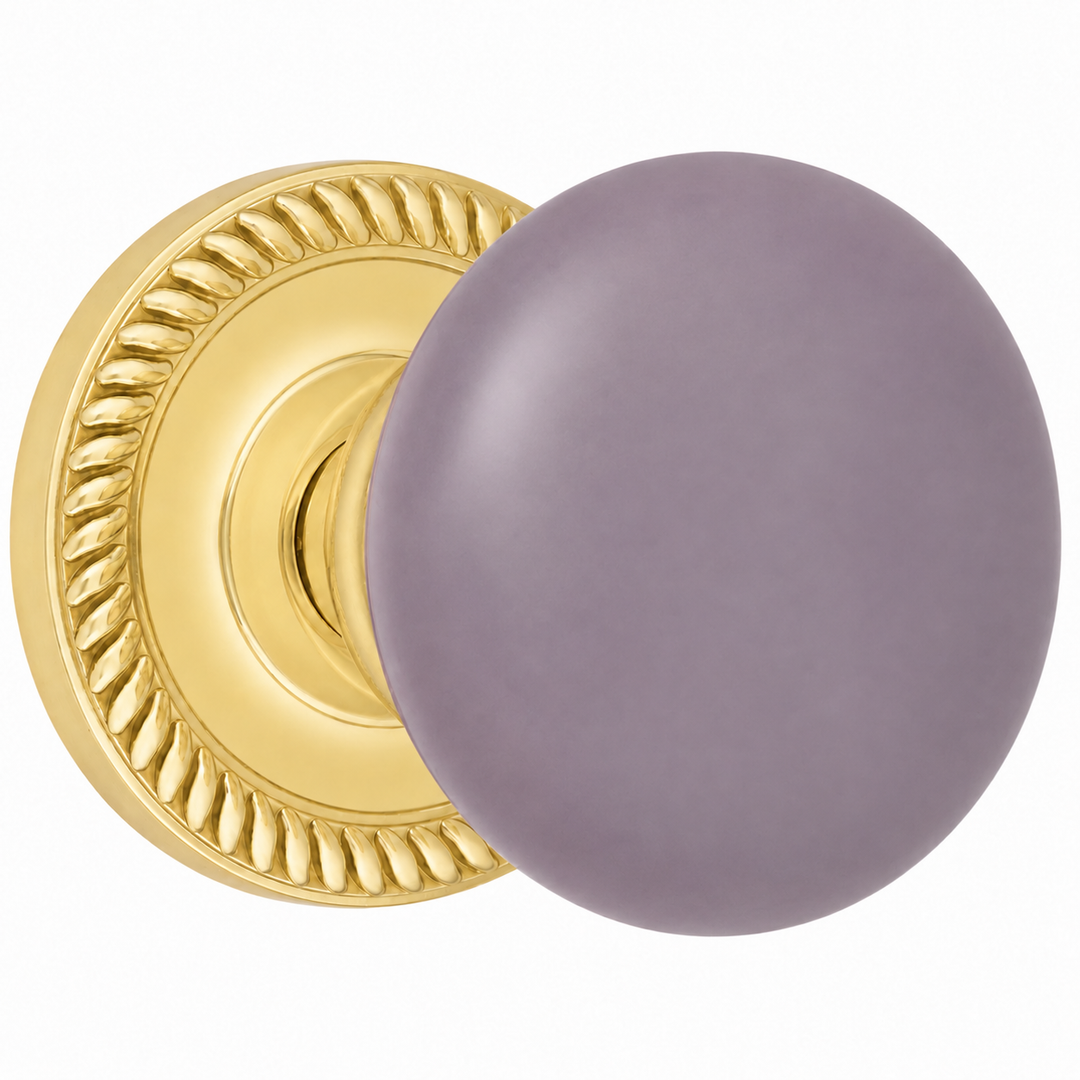Grey Porcelain Door Knob with Georgian Roped Rosette (Several Finishes Available)