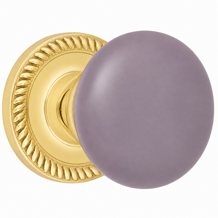 Grey Porcelain Door Knob with Georgian Roped Rosette (Several Finishes Available)