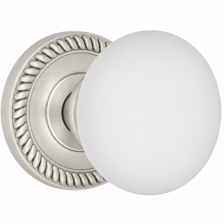 Georgian Roped Rosette Door Set with White Porcelain Door Knobs (Several Finishes Available)