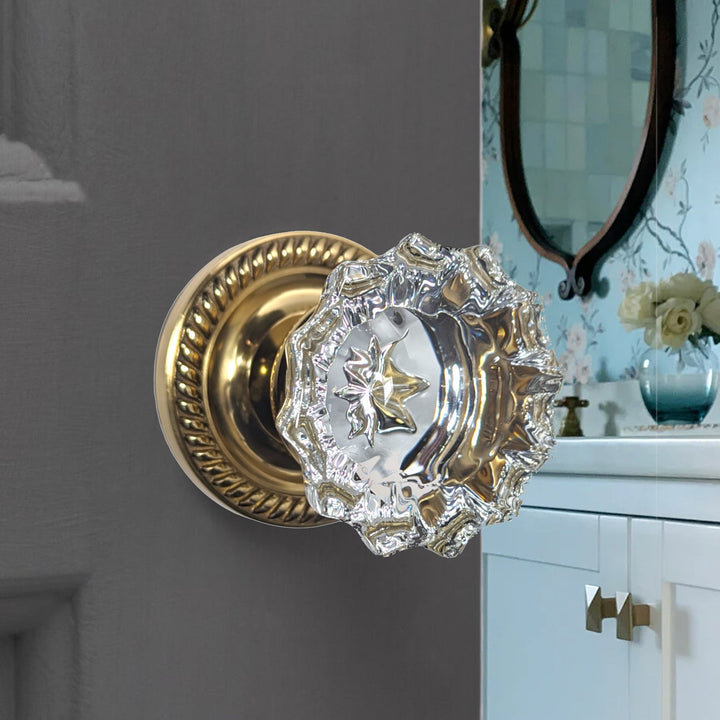 COPPER MOUNTAIN HARDWARE Regency Fluted Glass Door Knob with Georgian Roped Rosette