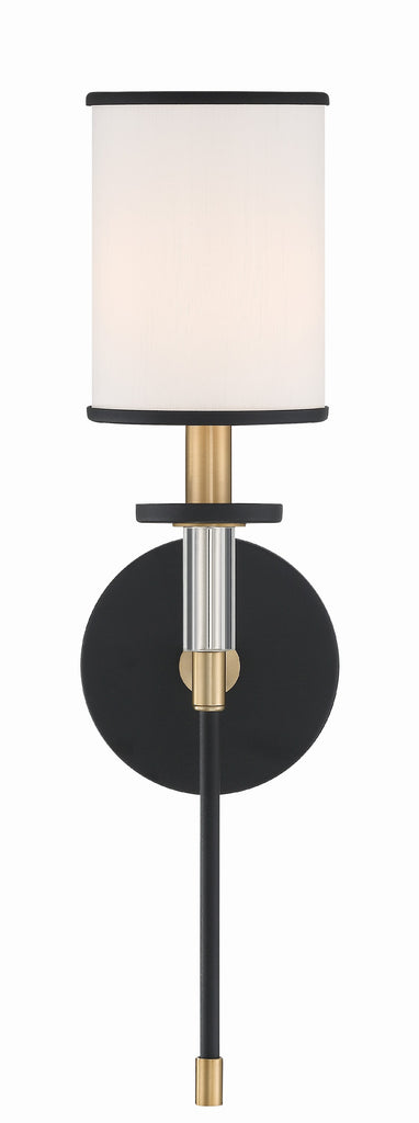 Hatfield 1 Light Black Forged + Vibrant Gold Sconce Crystorama