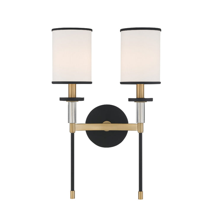 Hatfield 2 Light Black Forged + Vibrant Gold Sconce Crystorama