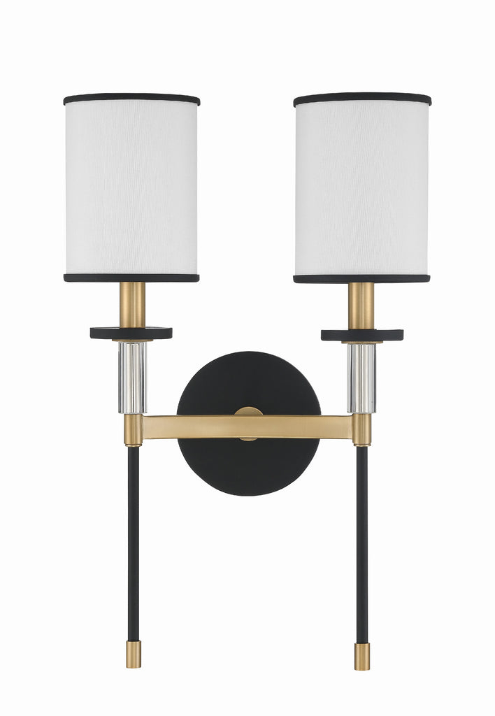 Hatfield 2 Light Black Forged + Vibrant Gold Sconce Crystorama