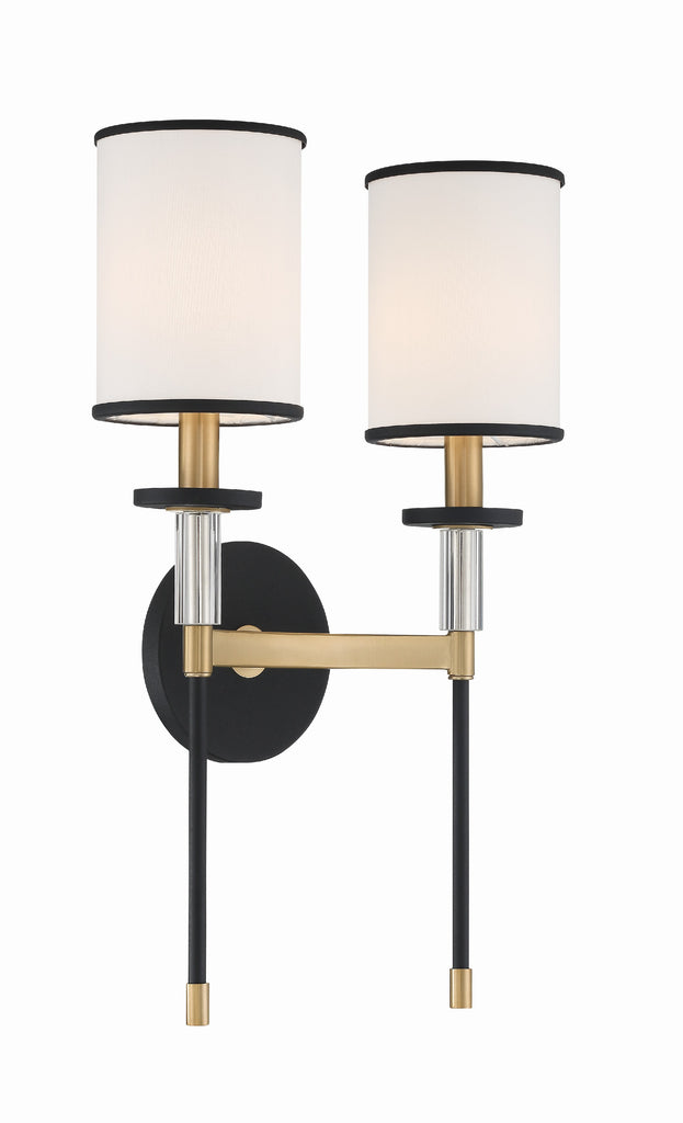 Hatfield 2 Light Black Forged + Vibrant Gold Sconce Crystorama