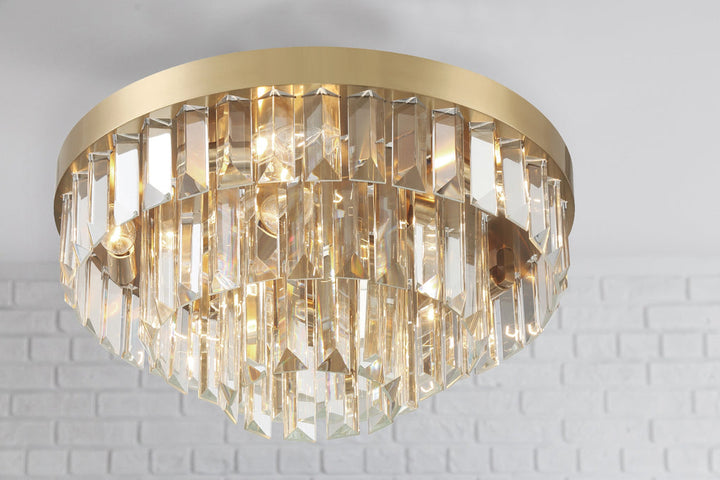 Crystorama Crystorama Hayes 8 Light Aged Brass Flush Mount