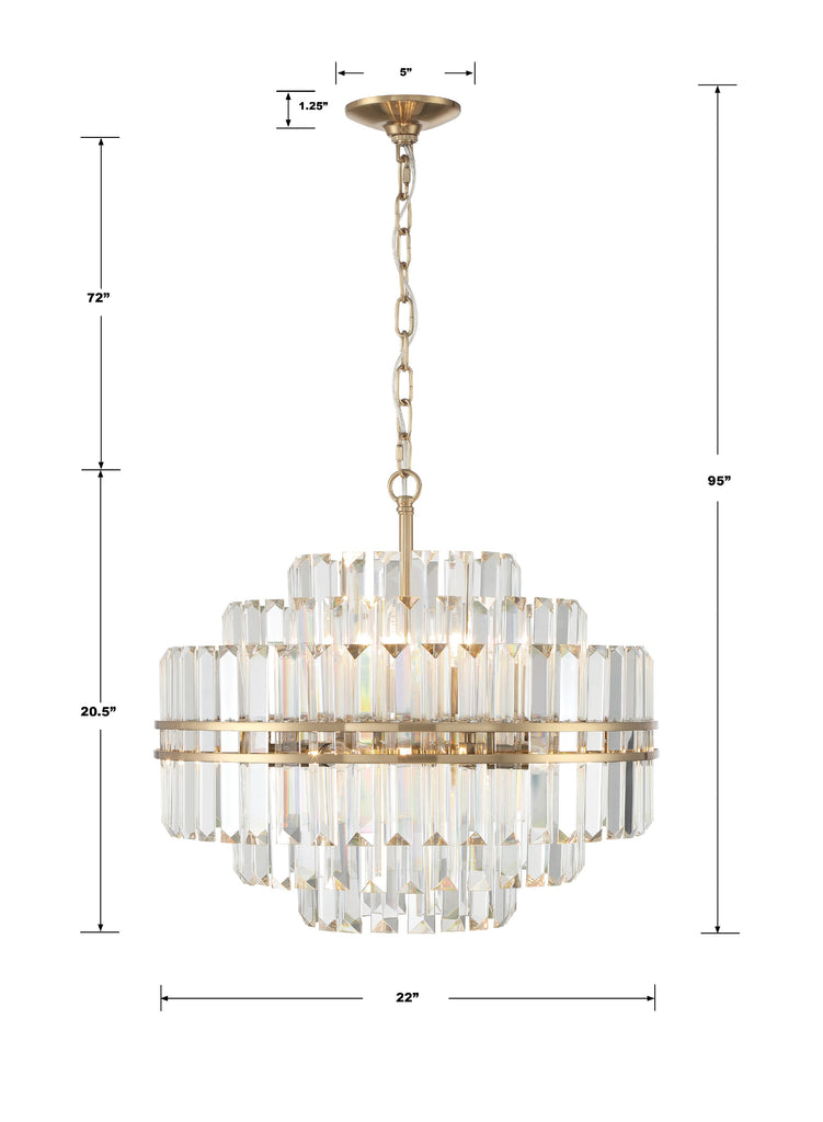 Hayes 12 Light Aged Brass Chandelier Crystorama