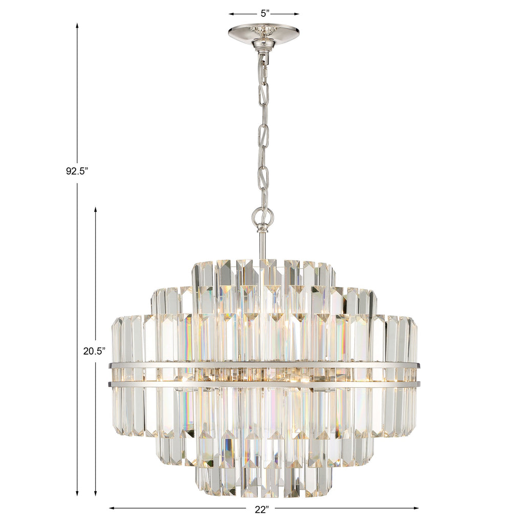 Hayes 12 Light Polished Nickel Chandelier Crystorama