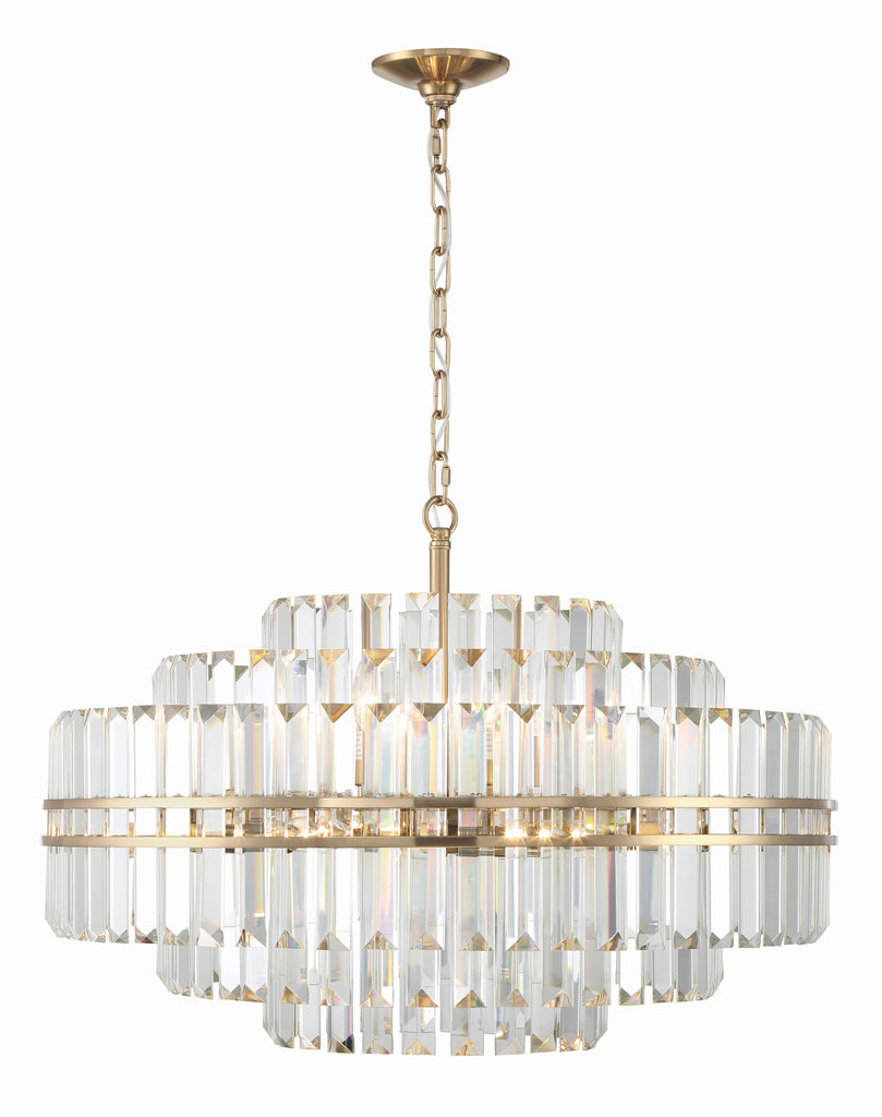 Hayes 16 Light Aged Brass Chandelier Crystorama