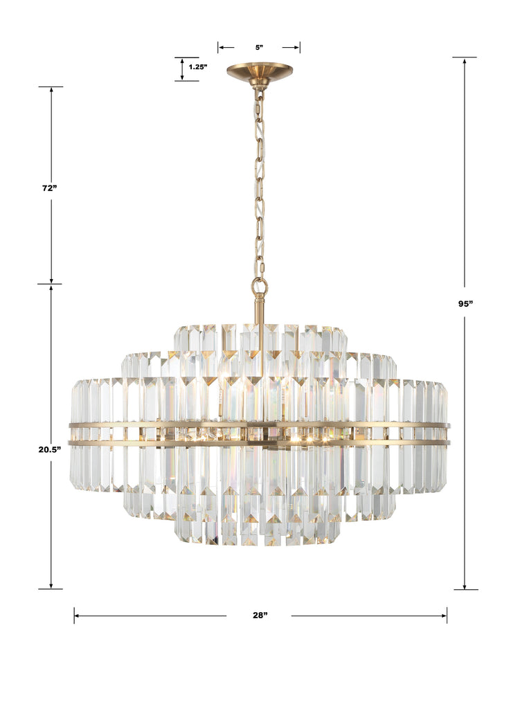 Hayes 16 Light Aged Brass Chandelier Crystorama