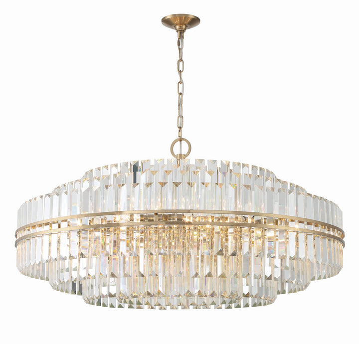 Hayes 32 Light Aged Brass Chandelier Crystorama