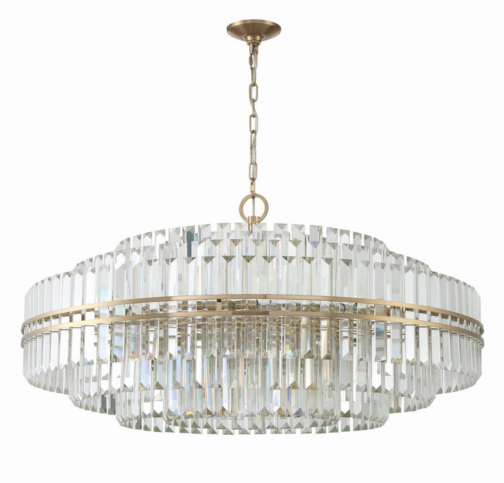 Hayes 32 Light Aged Brass Chandelier Crystorama