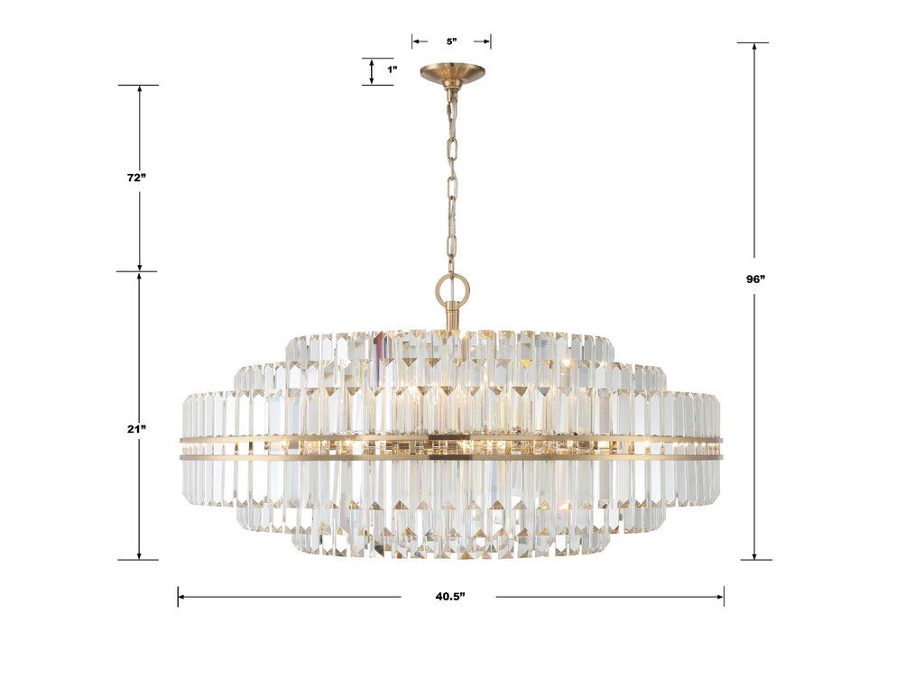 Hayes 32 Light Aged Brass Chandelier Crystorama