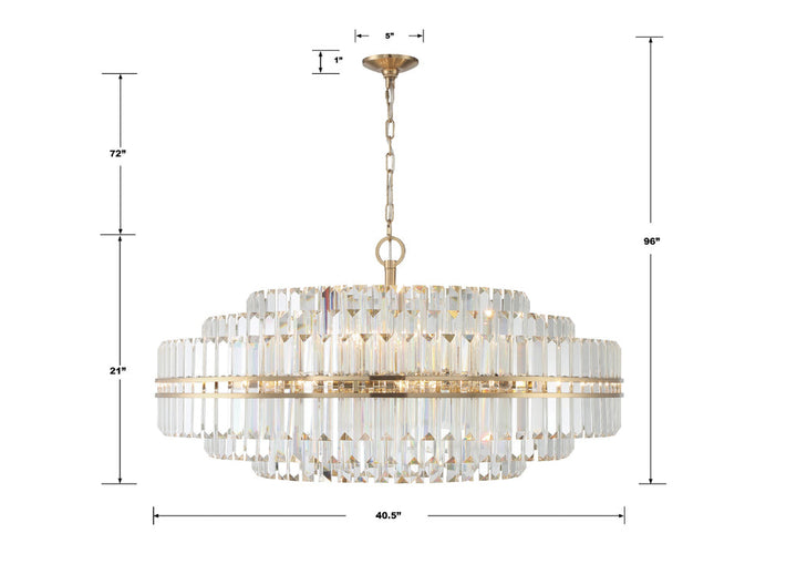 Hayes 32 Light Aged Brass Chandelier Crystorama