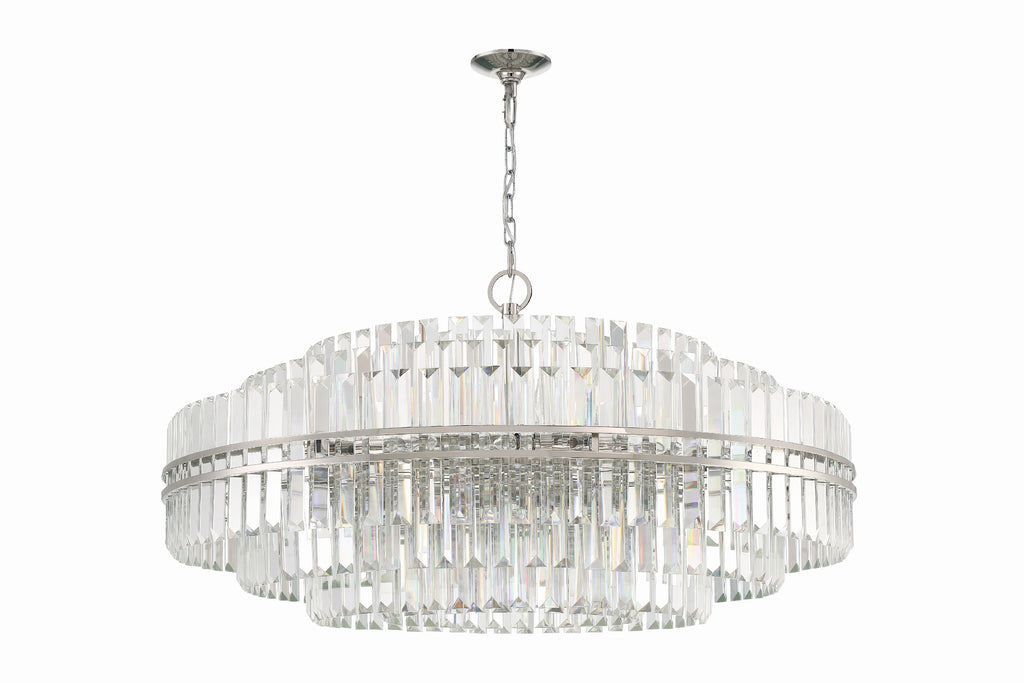 Hayes 32 Light Polished Nickel Chandelier Crystorama