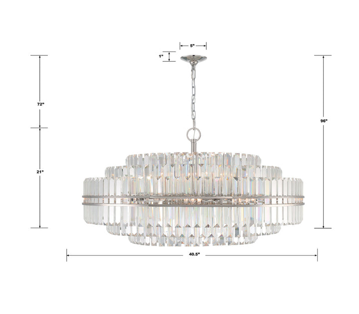 Hayes 32 Light Polished Nickel Chandelier Crystorama