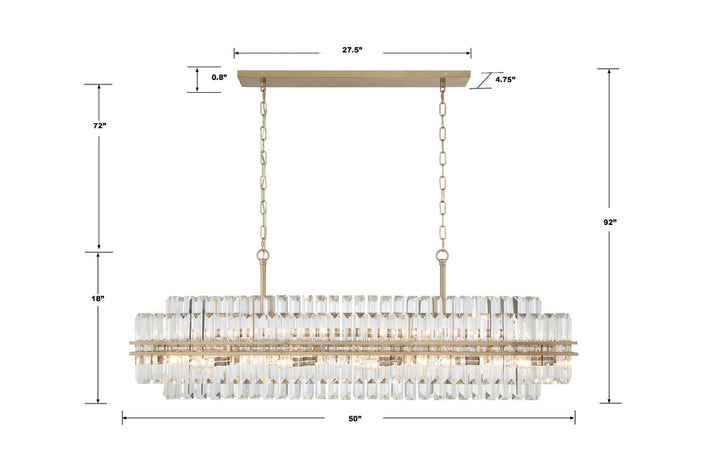 Hayes 16 Light Aged Brass Chandelier Crystorama