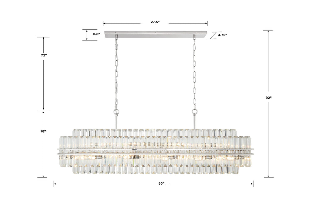 Hayes 16 Light Polished Nickel Chandelier Crystorama