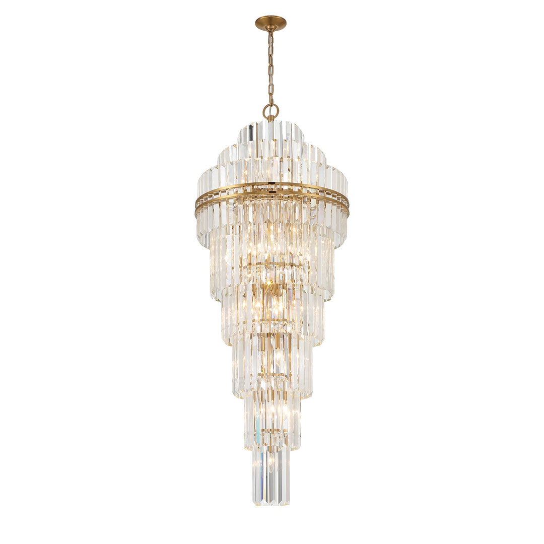 Hayes 31 Light Aged Brass Chandelier Crystorama