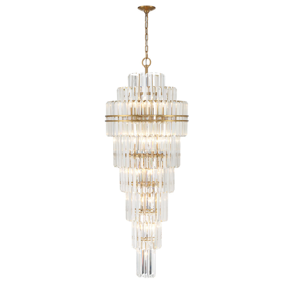 Hayes 31 Light Aged Brass Chandelier Crystorama