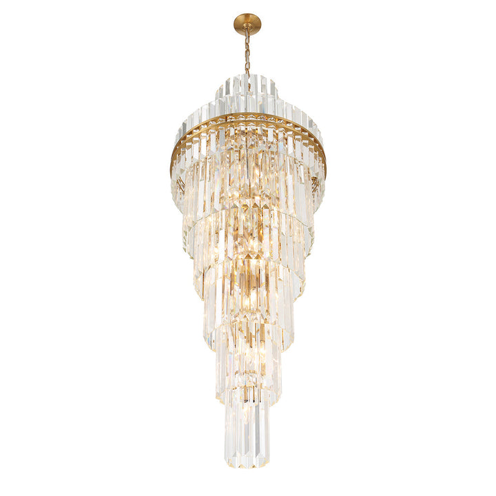 Hayes 31 Light Aged Brass Chandelier Crystorama