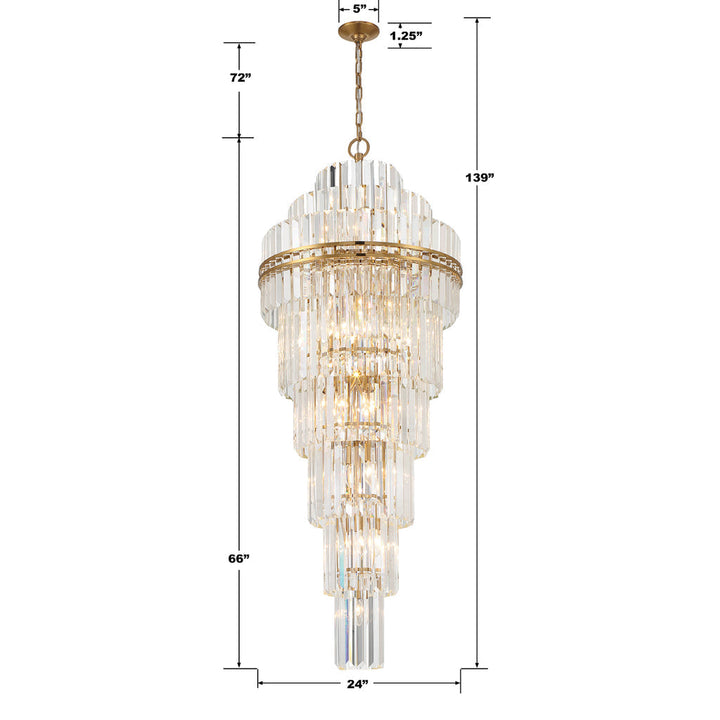 Hayes 31 Light Aged Brass Chandelier Crystorama