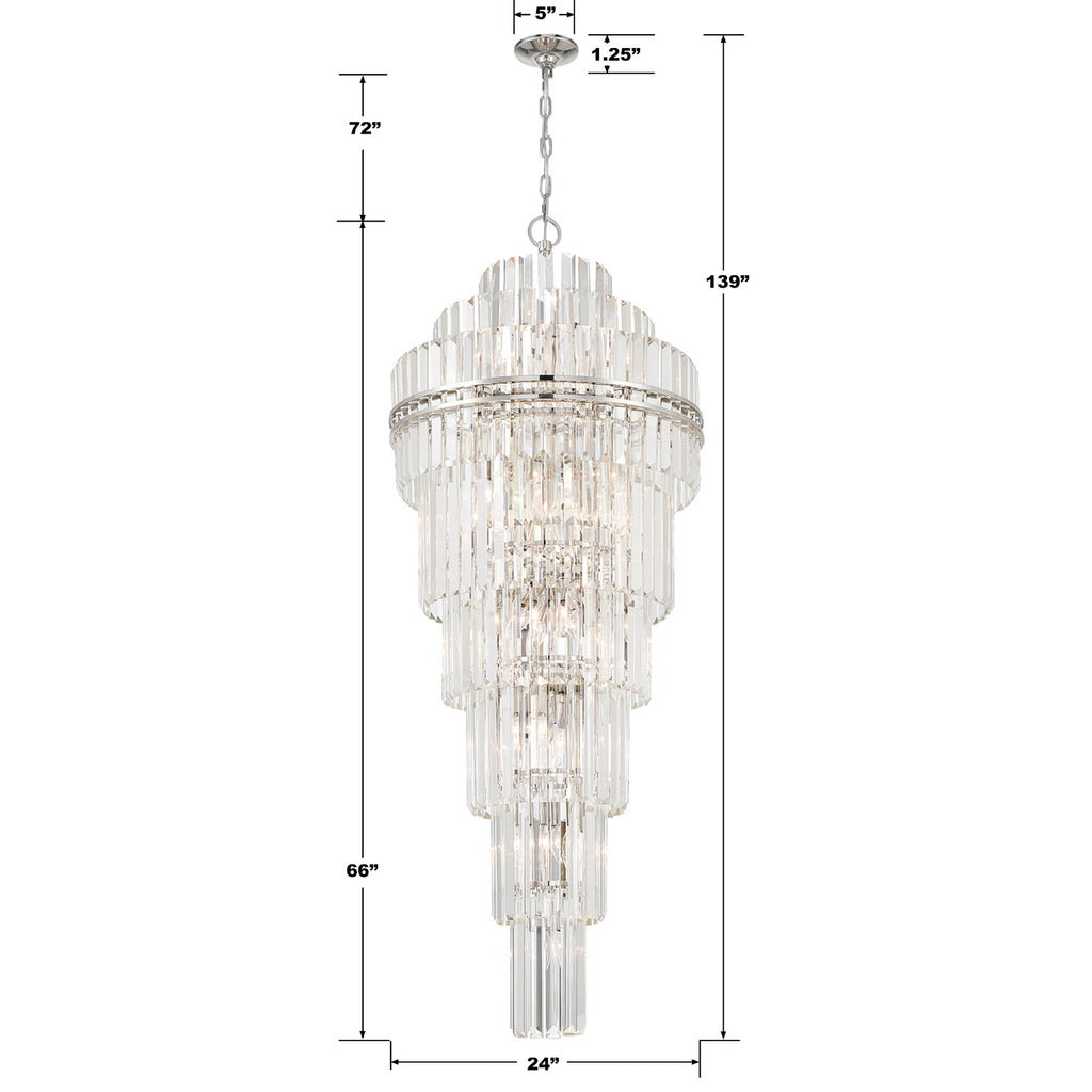 Hayes 31 Light Polished Nickel Chandelier Crystorama