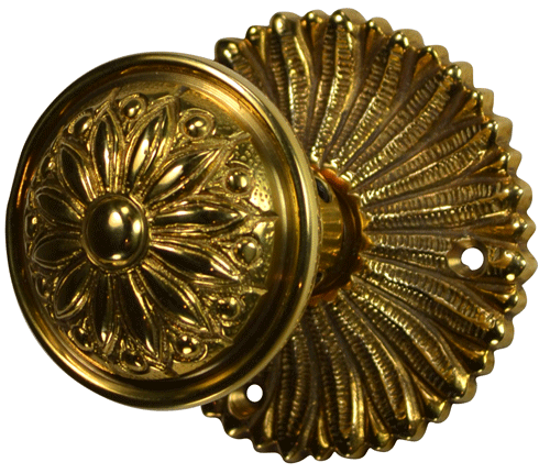 French Provincial Rosette Door Set with Floral Imprint Door Knobs (Several Finishes Available) COPPER MOUNTAIN HARDWARE