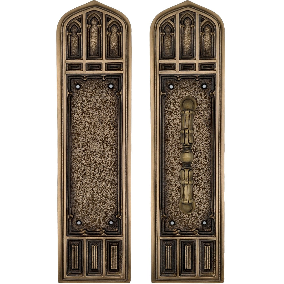 12 1/4 Inch Gothic Pull & Push Plate Set (Several Finishes Available) COPPER MOUNTAIN HARDWARE