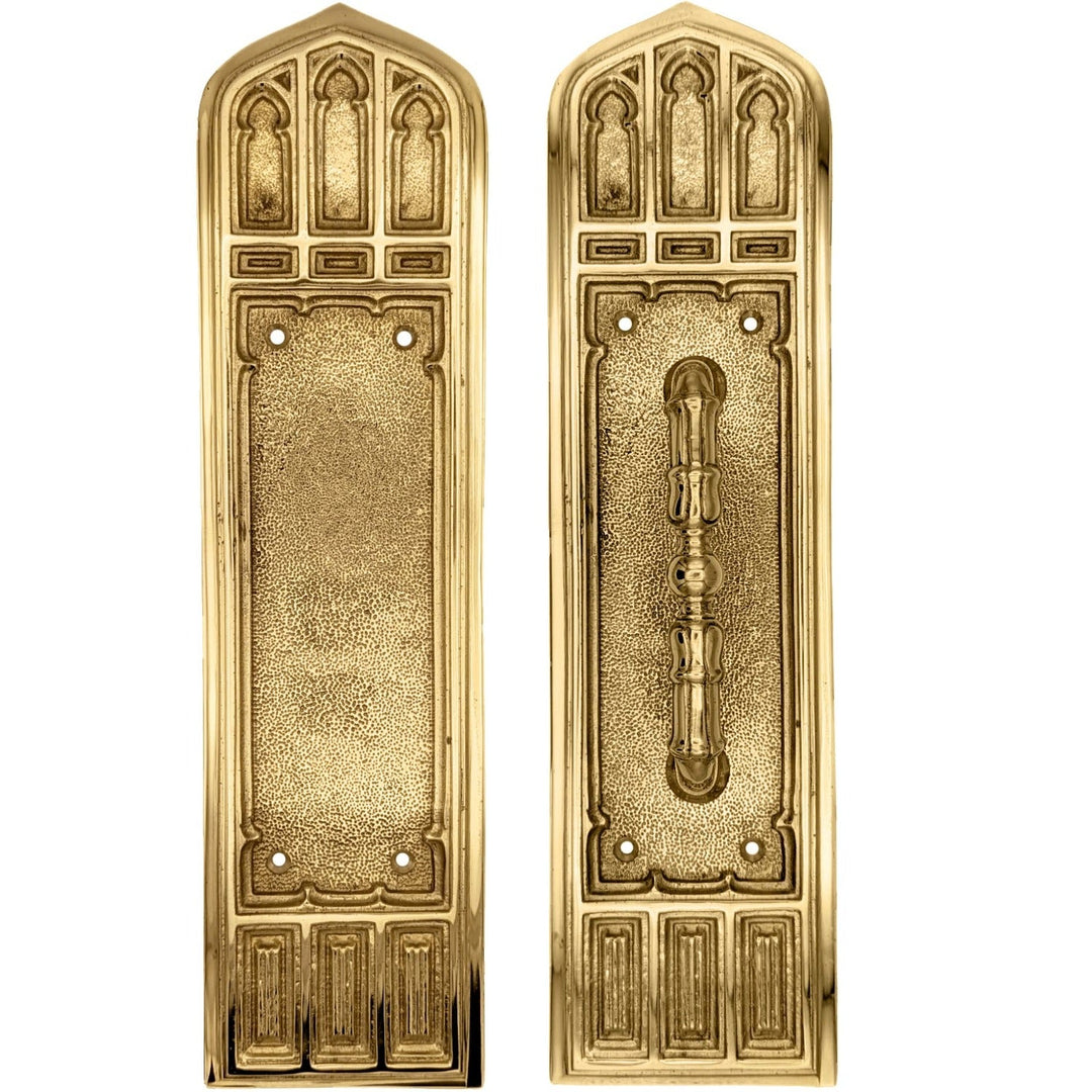 12 1/4 Inch Gothic Pull & Push Plate Set (Several Finishes Available) COPPER MOUNTAIN HARDWARE