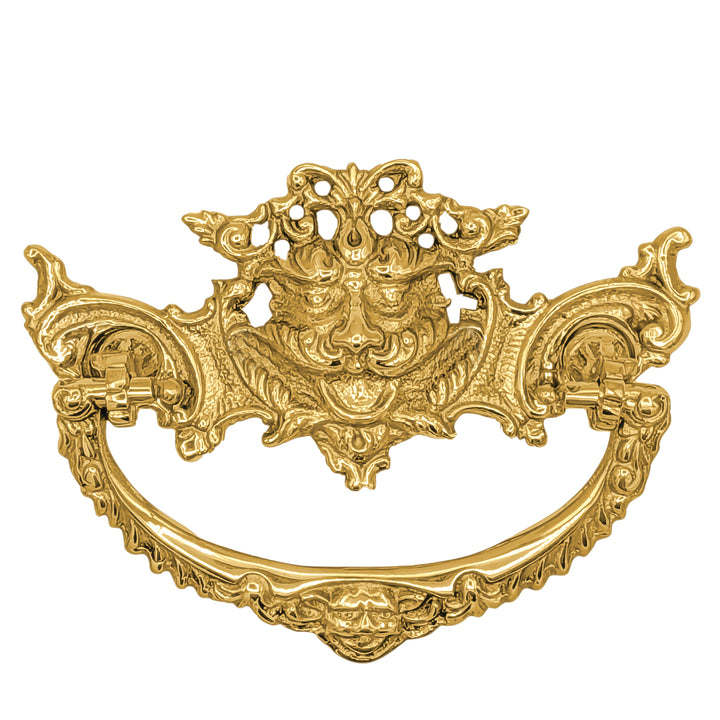 4 1/8 Inch Solid Brass Rococo Gargoyle Bail Pull