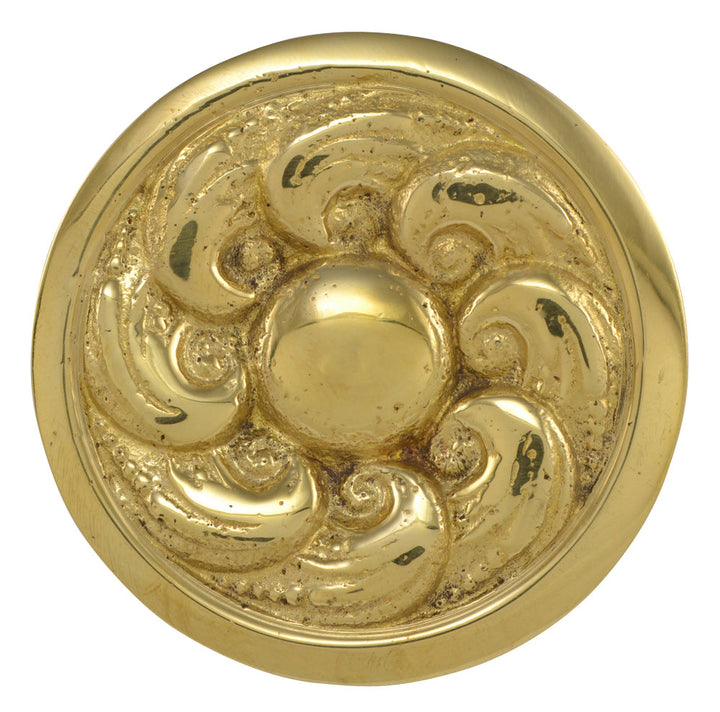 1 7/8 Inch Solid Brass Round Ocean Waves Cabinet & Furniture Knob COPPER MOUNTAIN HARDWARE