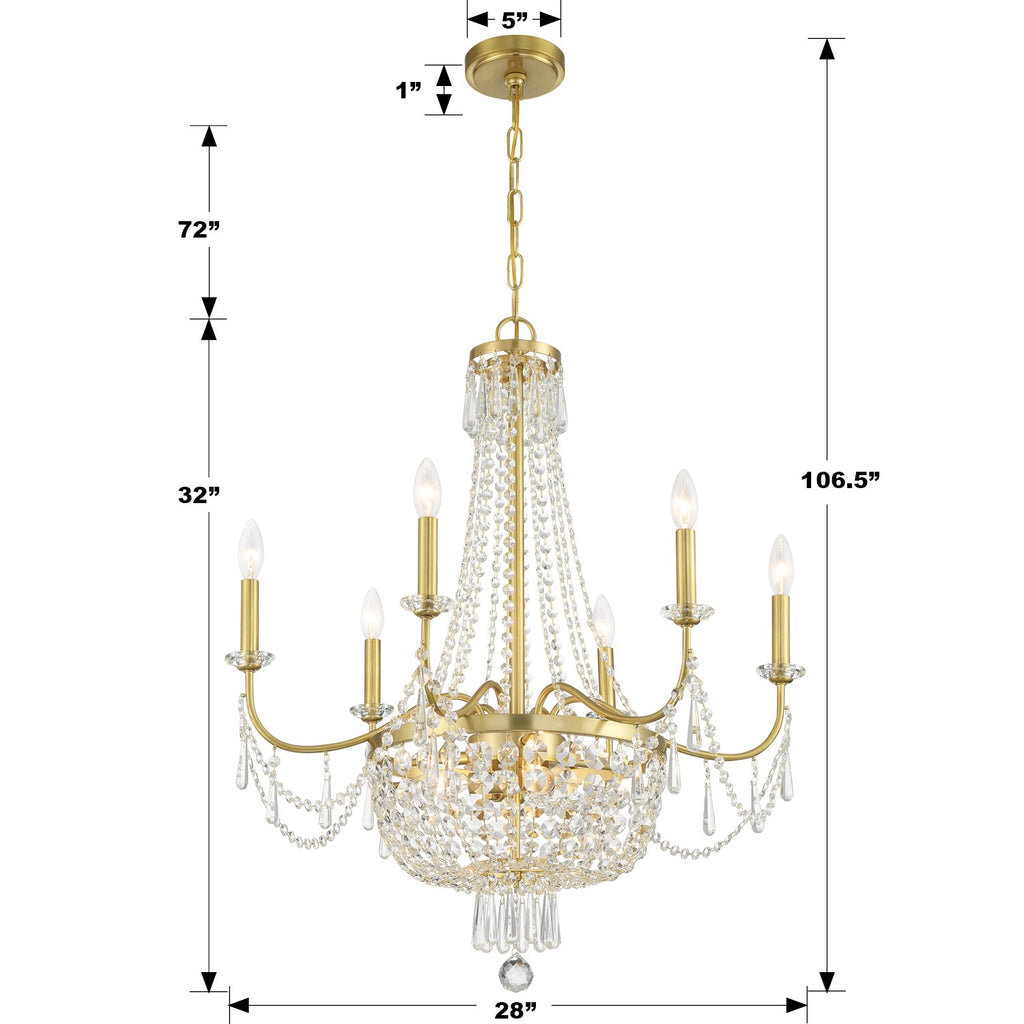 Haywood 9 Light Aged Brass Chandelier Crystorama