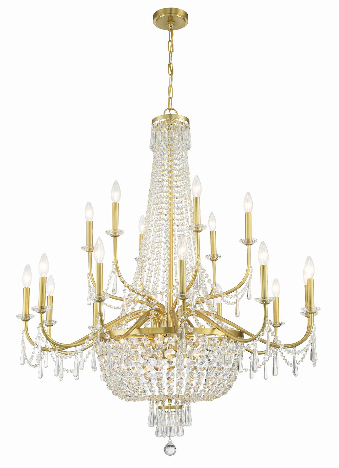 Haywood 22 Light Aged Brass Chandelier Crystorama