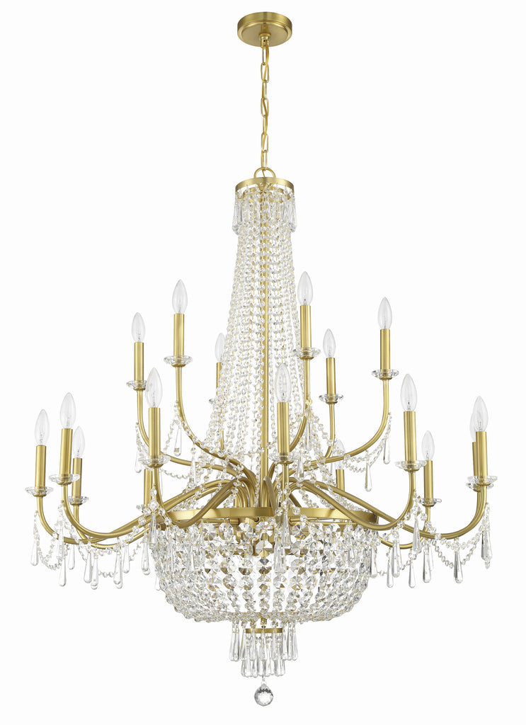 Haywood 22 Light Aged Brass Chandelier Crystorama