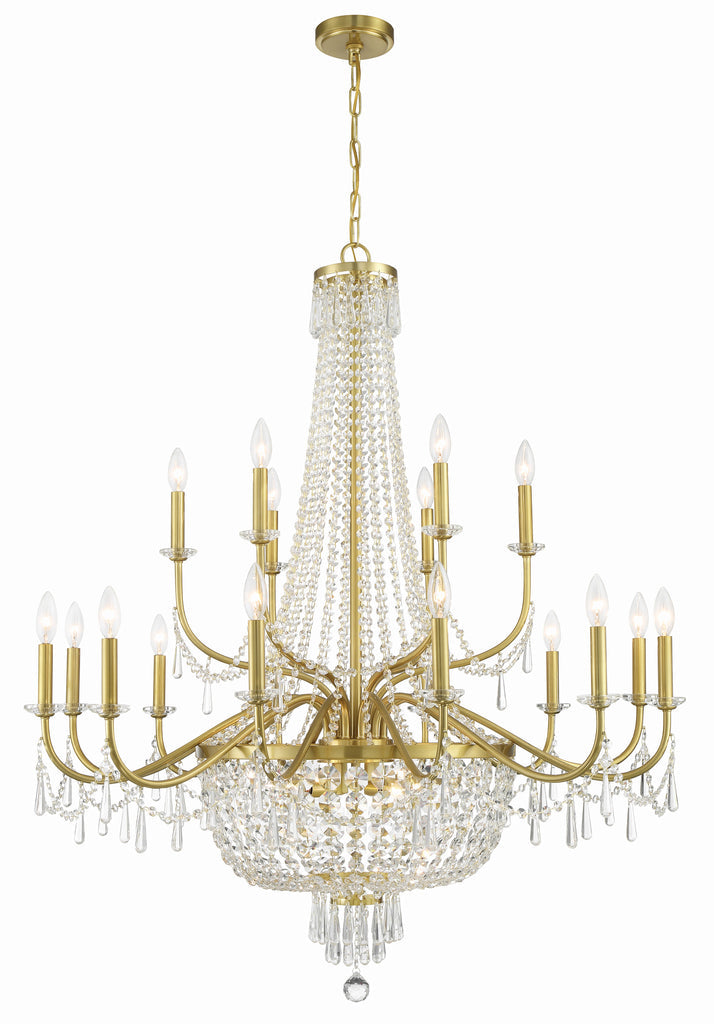 Haywood 22 Light Aged Brass Chandelier Crystorama