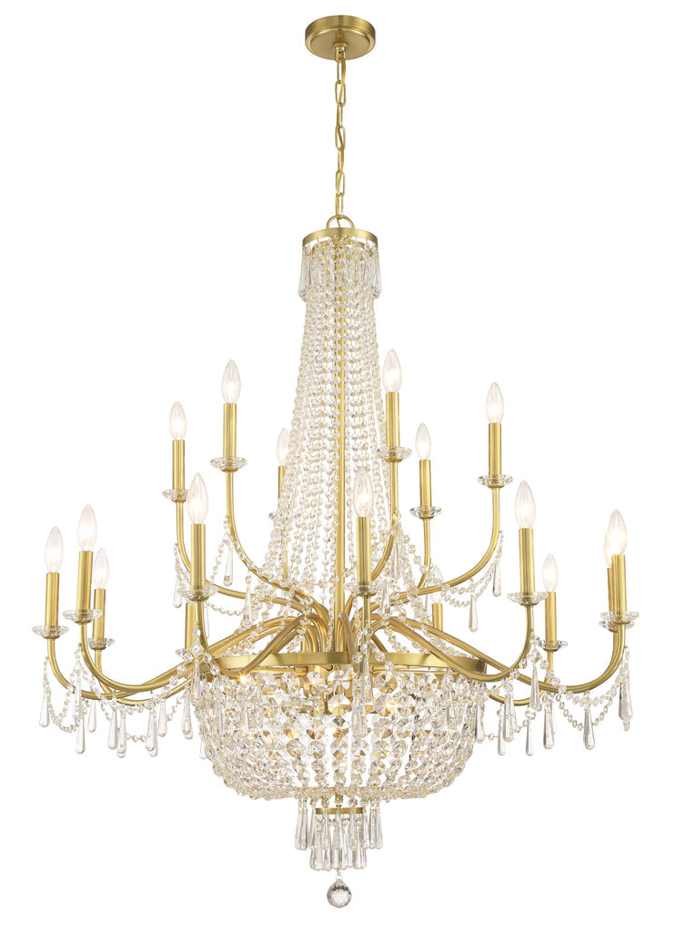 Haywood 22 Light Aged Brass Chandelier Crystorama