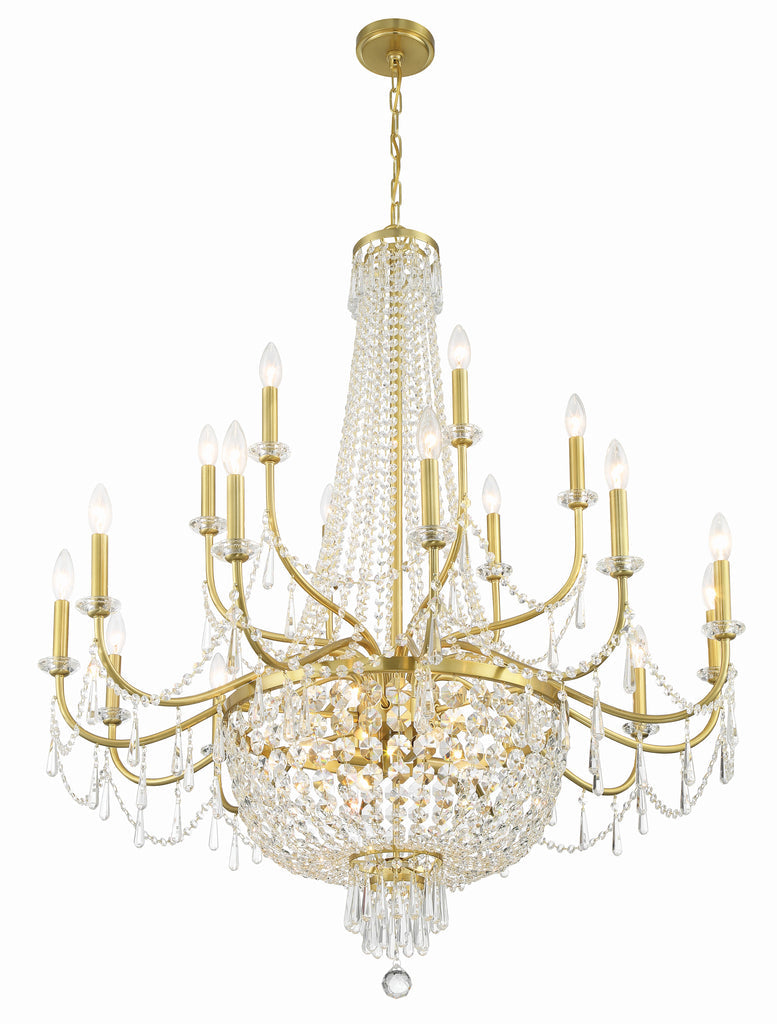 Haywood 22 Light Aged Brass Chandelier Crystorama