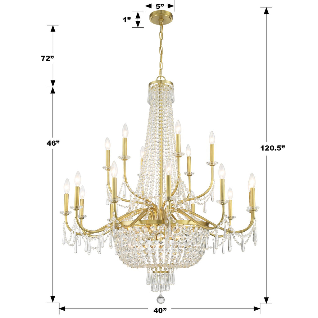 Haywood 22 Light Aged Brass Chandelier Crystorama