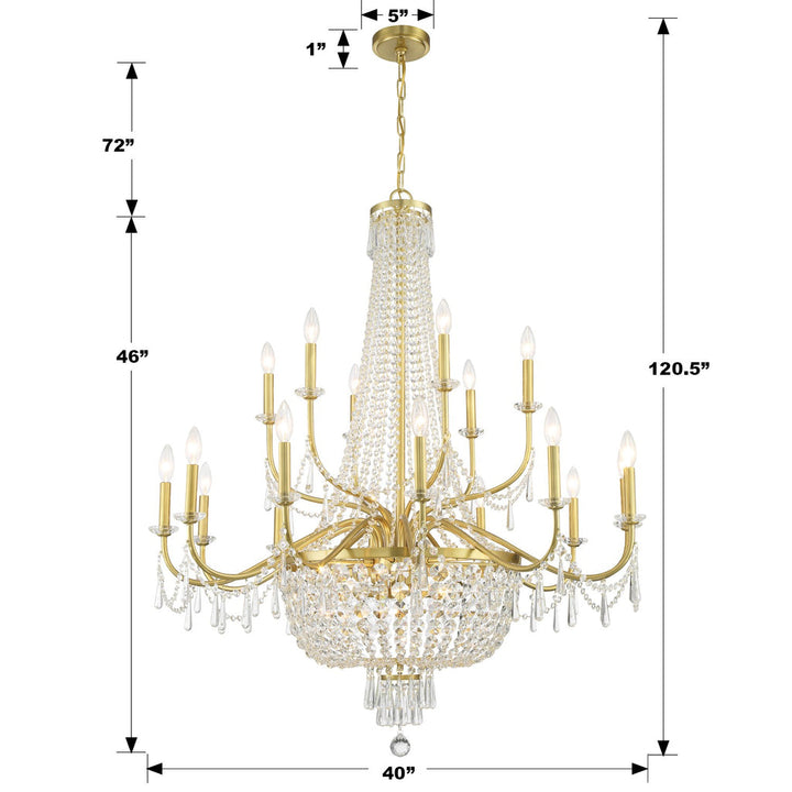 Haywood 22 Light Aged Brass Chandelier Crystorama