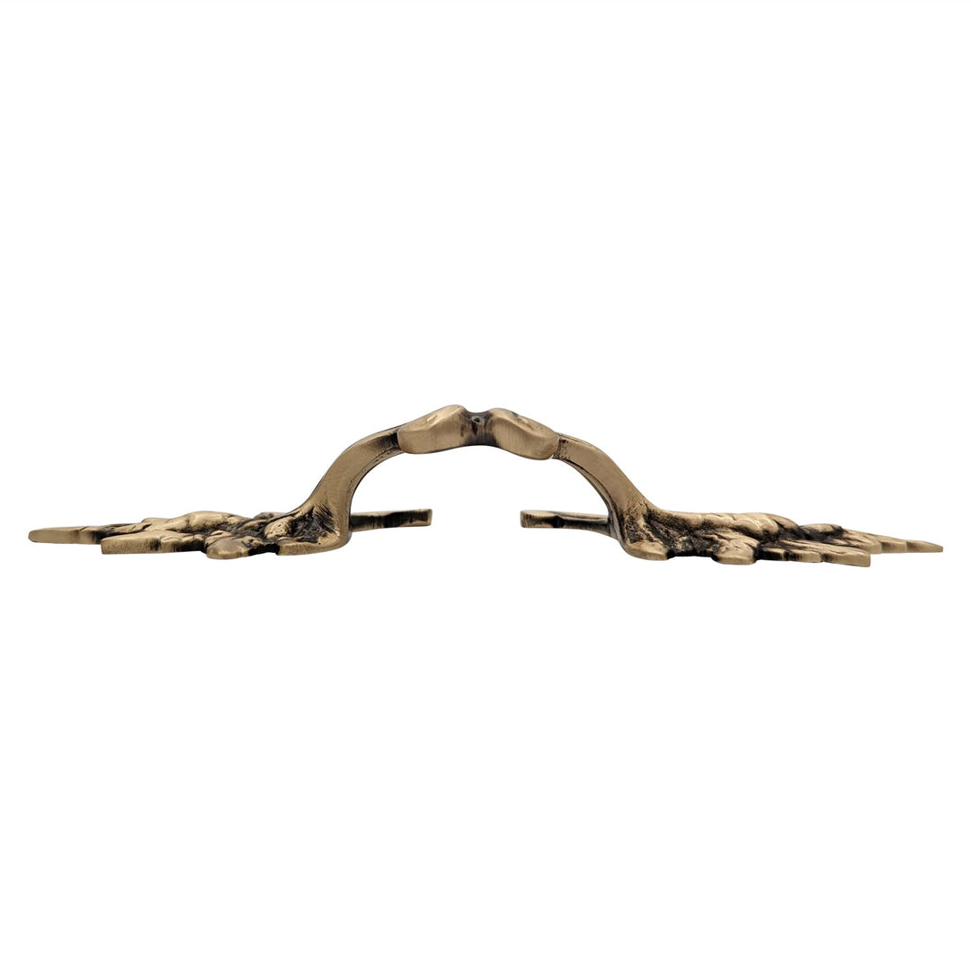 6 Inch (4 3/8 Inch C-C) Solid Brass Ornate French Leaves Pull COPPER MOUNTAIN HARDWARE