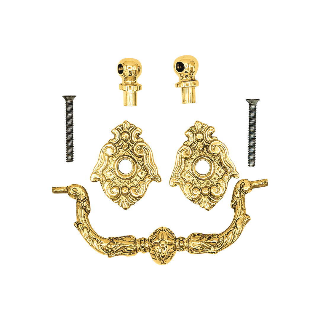 5 Inch Solid Brass Ornate Victorian Curve Bail Handle